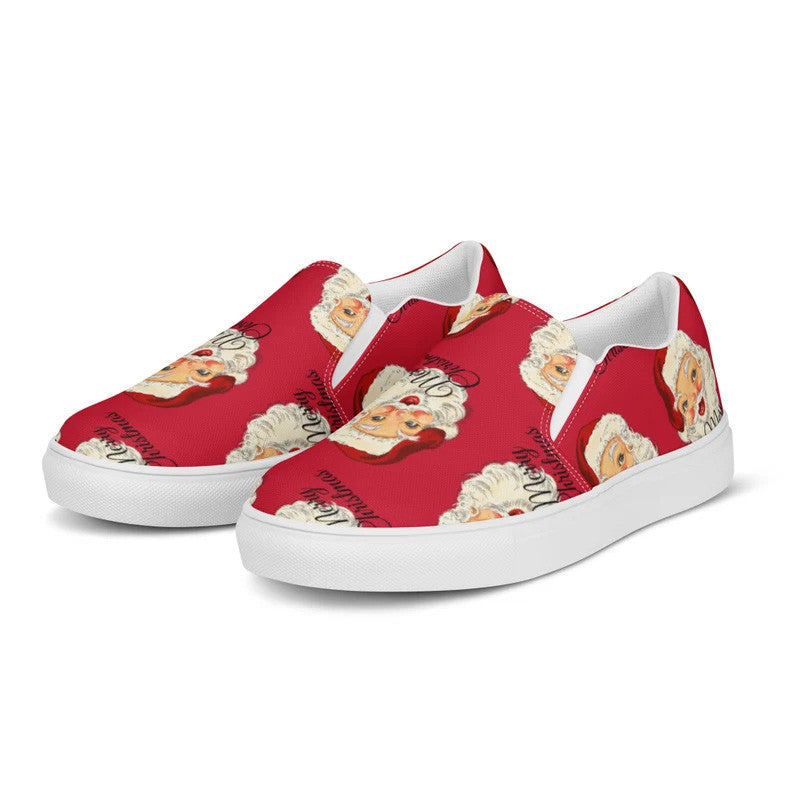 Red Santa Christmas Slip-on Sneakers