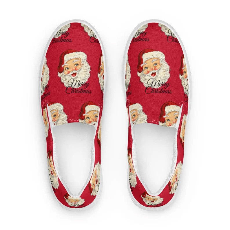 Red Santa Christmas Slip-on Sneakers