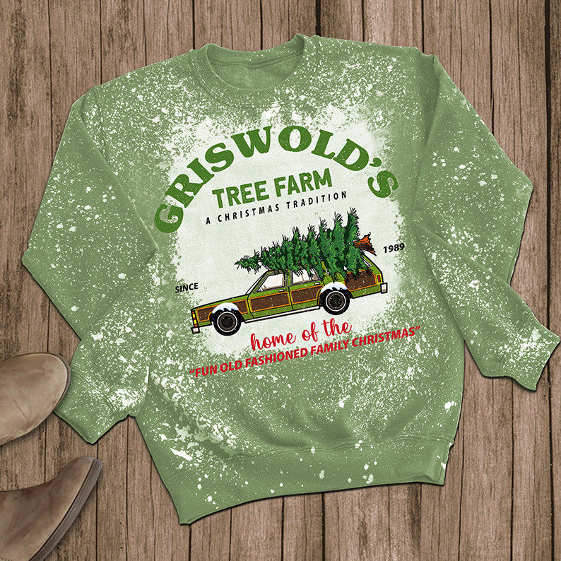 Tree Farm Bleached Christmas Sweater
