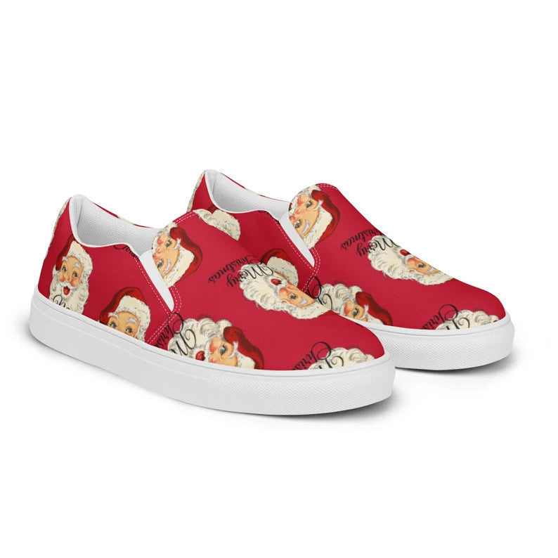 Red Santa Christmas Slip-on Sneakers